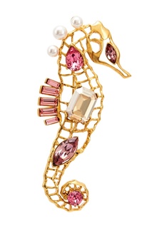 Брошь Crystal seahorse с розовыми кристаллами Oscar de la Renta