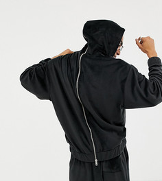 Велюровый oversize-худи с молнией на спине ASOS DESIGN x LaQuan Smith - Черный