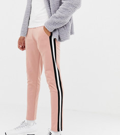 Розовые джоггеры скинни в стиле ретро с полосками по бокам ASOS DESIGN tall - Розовый