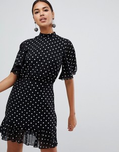 Разноцветное платье мини в горошек с рукавами-кимоно Boohoo - Черный