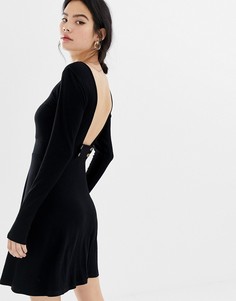 Короткое приталенное платье в рубчик ASOS DESIGN - Черный