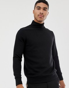 Pull&Bear sweatshirt with turtleneck in black - Черный