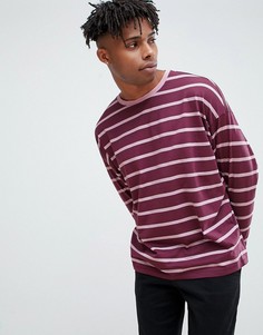 Бордовый oversize-лонгслив в розовую полоску ASOS DESIGN - Красный