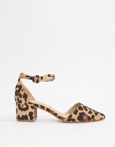 Raid Julia leopard print ankle strap black mid heeled shoes - Мульти