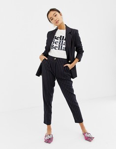 Суженные книзу брюки в тонкую полоску New Look - Синий