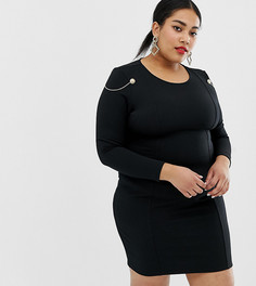 Черное облегающее платье с цепочками River Island Plus - Черный