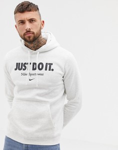 Худи серого цвета с вышитым логотипом Nike AQ7137-051 - Серый