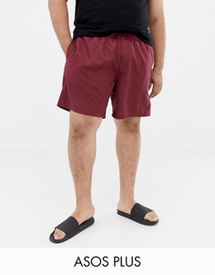 Бордовые шорты для плавания средней длины ASOS DESIGN Plus - Красный