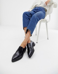 Кожаные туфли на плоской подошве с заостренным носком ASOS DESIGN Manzo - Черный
