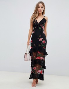 Платье макси с цветочной вышивкой ASOS DESIGN - Мульти