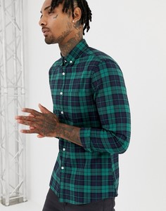 Приталенная эластичная рубашка в клетку (темно-синий/зеленый) ASOS DESIGN - Зеленый