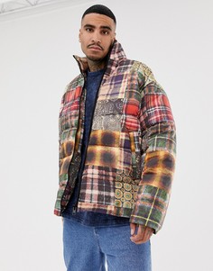 Дутая куртка в клетку в стиле пэчворк ASOS DESIGN - Красный