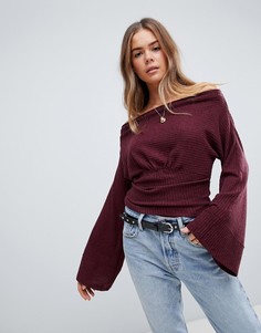 Кроп-топ с расклешенными рукавами Free People - Красный