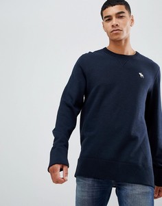 Темно-синий свитшот с круглым вырезом и логотипом Abercrombie & Fitch - Темно-синий