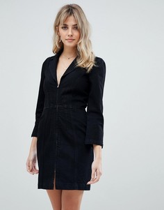 Выбеленное черное джинсовое платье-блейзер ASOS DESIGN - Черный