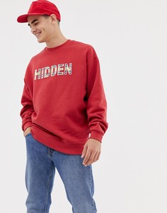Бордовый oversize-свитшот с вышивкой ASOS DESIGN - Красный