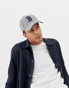 Зимняя серая регулируемая кепка в стиле милитари из ткани мельтон New Era 9Forty Boston Red Sox - Серый