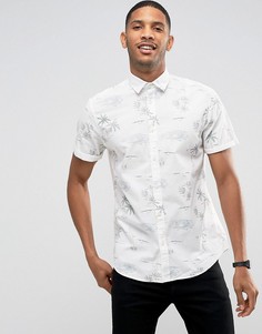 Рубашка с короткими рукавами и пляжным принтом Jack & Jones Originals - Белый