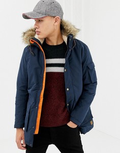 Парка с подкладкой из искусственного меха и искусственным мехом на капюшоне Jack & Jones Originals - Темно-синий
