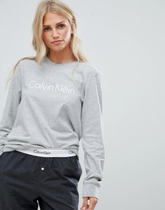 Хлопковый пижамный топ с длинными рукавами Calvin Klein - Серый