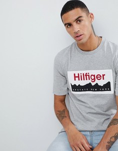 Серая меланжевая футболка с принтом логотипа Tommy Hilfiger - Серый