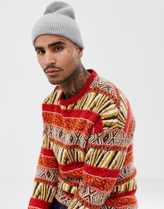 Серая меланжевая oversize-шапка бини ASOS DESIGN - Серый