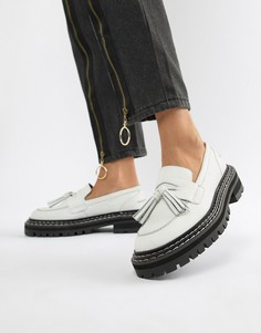 Кожаные лоферы на толстой подошве с кисточками ASOS DESIGN Machine Premium - Белый