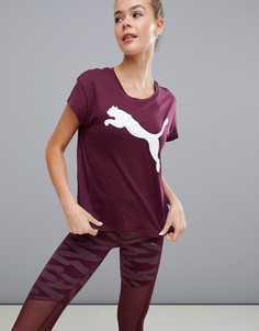Бордовая футболка с логотипом Puma Elevated Essentials - Красный