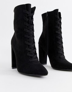 Ботинки на каблуке со шнуровкой ASOS DESIGN Elicia - Черный