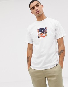 Белая футболка с принтом на спине HUF - Белый