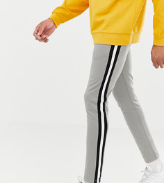 Серые супероблегающие джоггеры в стиле ретро с полосками по бокам ASOS DESIGN tall - Серый