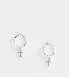 Серебристые серьги-кольца с крестом ASOS DESIGN - Серебряный