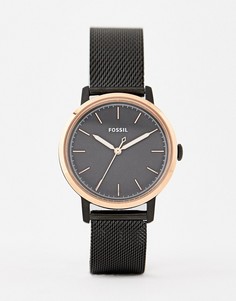 Черные часы с сетчатым браслетом Fossil ES4467 Neely - 34 мм - Черный