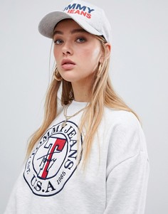 Трикотажная кепка с флоковым логотипом Tommy Jeans - Серый