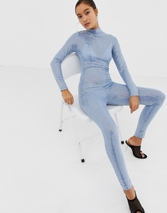 Комбинезон с высоким воротом и пайетками ASOS DESIGN - Черный