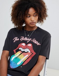 Футболка с принтом Rolling Stones разных цветов Pull&Bear - Черный