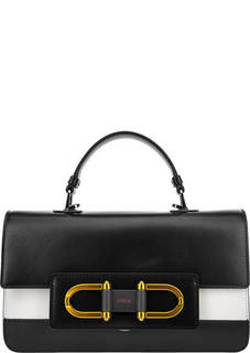Кожаная сумка с металлическим декором на клапане Bellaria Furla