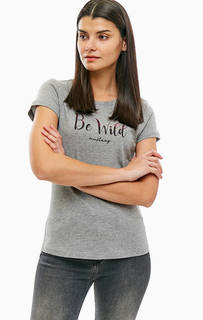 Серая хлопковая футболка с принтом Mustang