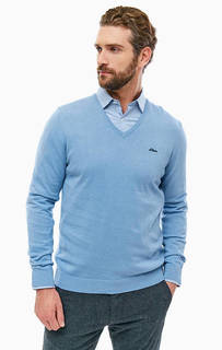 Синий хлопковый джемпер с треугольным вырезом S.Oliver