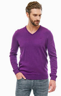 Хлопковый фиолетовый джемпер с треугольным вырезом S.Oliver