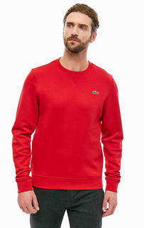 Хлопковый красный свитшот с длинными рукавами Lacoste