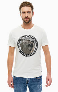 Хлопковая футболка с контрастным принтом Mustang