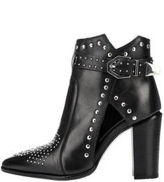 Кожаные ботильоны с вырезами и металлической отделкой Bronx