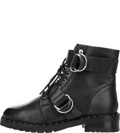 Кожаные ботинки на шнуровке, молнии и ремешках Bronx