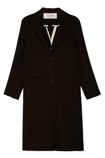 Черное шерстяное пальто Valentino