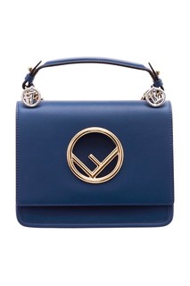 Синяя сумка с золотистым логотипом Kan I Fendi