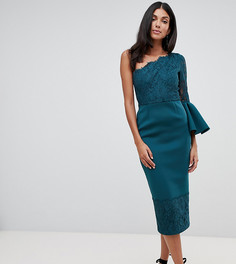 Платье на одно плечо с кружевом ASOS DESIGN Tall - Зеленый