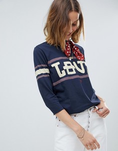 Футболка с рукавами длиной 3/4 Maison Scotch Sporty Love - Темно-синий