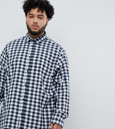 Узкая рубашка большого размера в клетку Jack & Jones Originals - Темно-синий