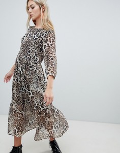 Платье миди с леопардовым принтом Soaked In Luxury - Мульти